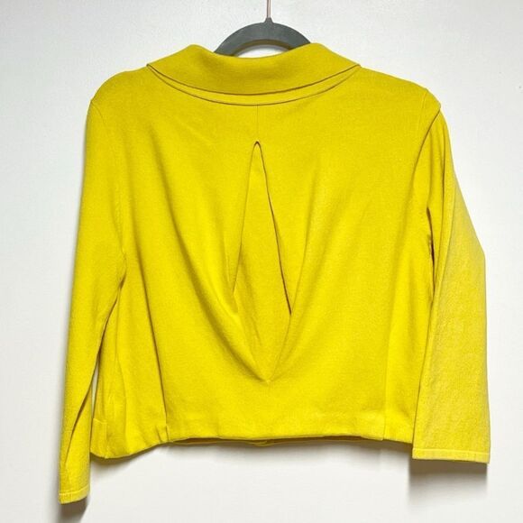 Per Se cropped yellow cashmere blend Peter Pan cardigan Sz M - Picture 3 of 4